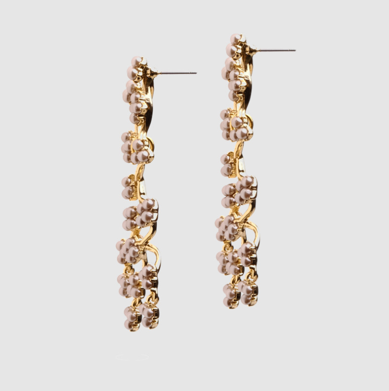 Freshwater Pearl Chandelier Earring Powder almond colour (Limited)